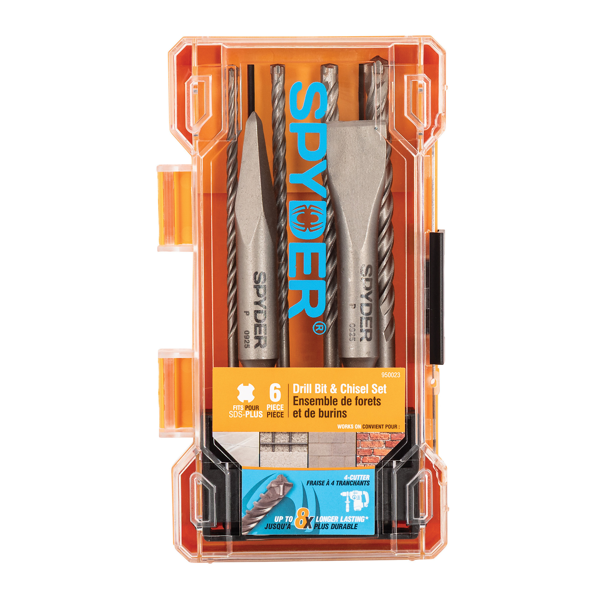Spyder SDS-Plus Tradesman’s Drill Bit and Chisel Bit Set — 6 Pcs, Carbide-Tipped, Masonry and Concrete, Model# 950023